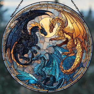 Fourth Wing Dragon Suncatcher: Tairn & Andarna Ornament