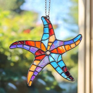 Starfish Suncatcher: Stained Glass Acrylic Window Hanging