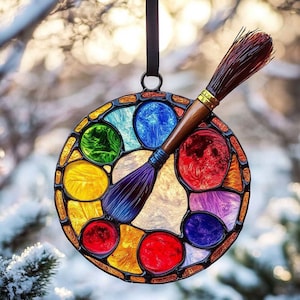 Artist Gifts, Paint Palette ACRYLIC Suncatcher, Art Teacher Gift, Palette Rear View Mirror Car Charm, Gifted Artist,Painting Decor,Art decor