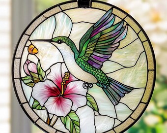 Kolibri Glasmalerei Suncatcher: Vogel Fensterschmuck, Mama Geschenk