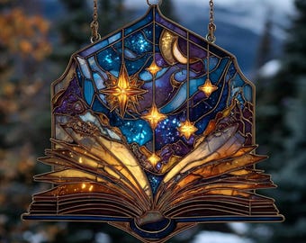 Fantasy Book Acrylic Suncatcher: Star Window Hanging Decor