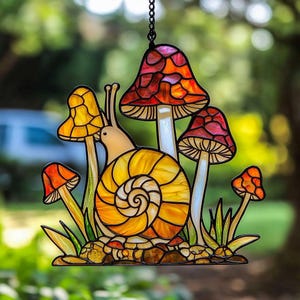Vetrata acrilica a forma di fungo e lumaca: Cottagecore Decor