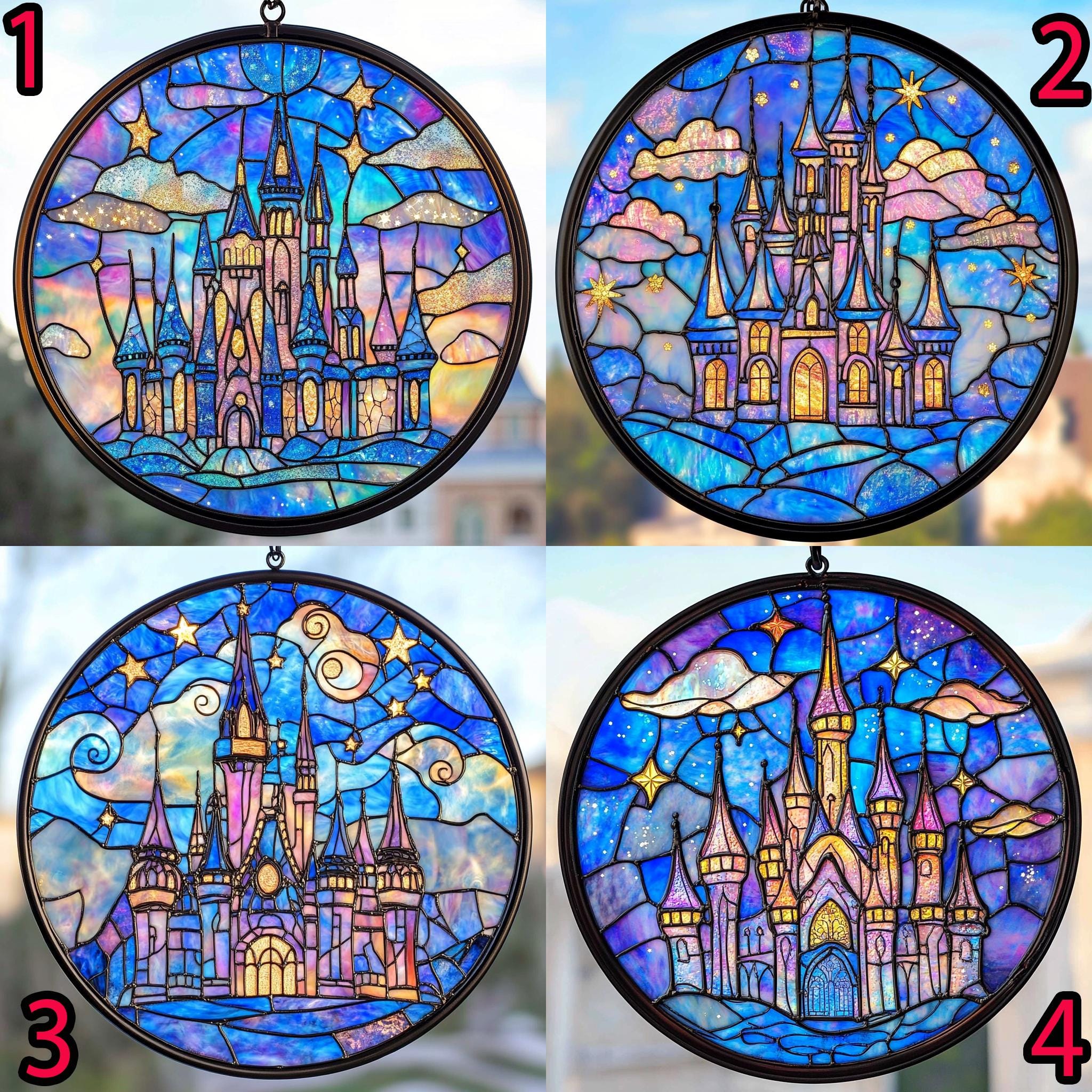 Discover Disneyland Castle Suncatcher: Vintage Stained Glass Window Ornament