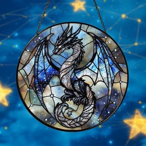 Blue Dragon Acrylic Stain Glass Suncatcher: Kid Room Decor