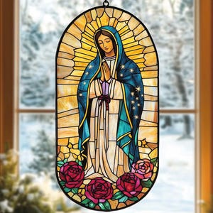 Apanhador de Sol Nossa Senhora de Guadalupe: Enfeite Religioso para Janela