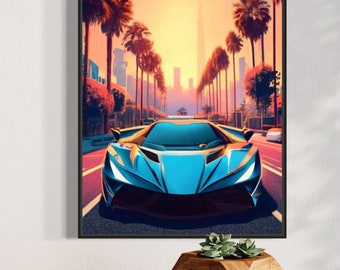 Car Auto GTA Sunset Sunset Palm Trees Summer Beach Automobiles Sports Cars Cars California