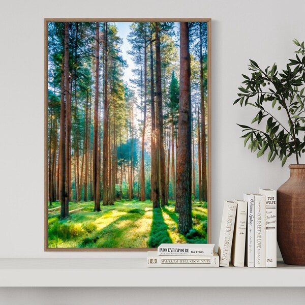 Digital Poster Wald Natur Home Dekor Wandbilder Wohnzimmer Winter Waldbilder Wohnung Einrichtung Druckposter Meer Wetter Sonnenuntergang