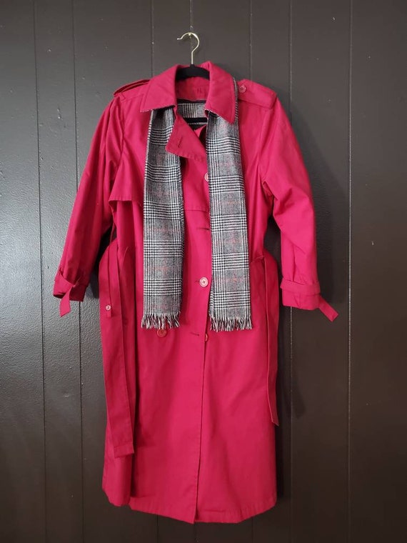 Red London Fog Trench style Raincoat