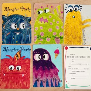 Einladung Kindergeburtstag Monster Party A6 Set | Einladungskarte | Kinder | Mädchen | Jungen