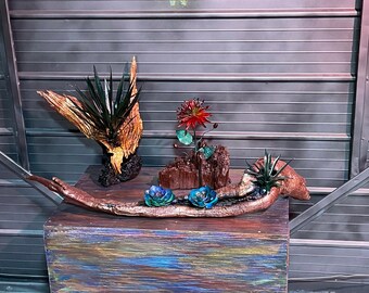 Native American Art Autumn Leaves in Fallen Wood Sculptured Original by Artist Rene Sepulveda Metal /& Fallen Wood Sculpture Santa Fe Art