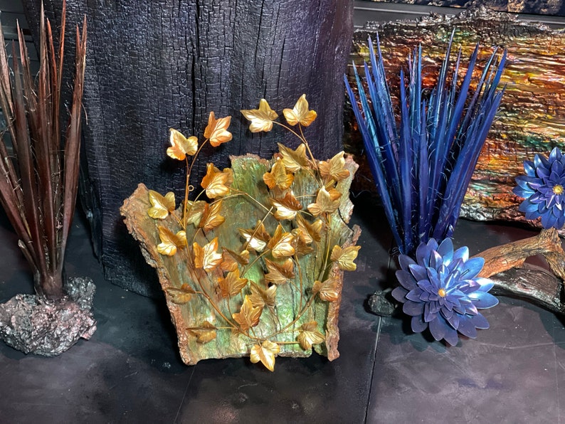 Native American Art Autumn Leaves in Fallen Wood Sculptured Original by Artist Rene Sepulveda Metal /& Fallen Wood Sculpture Santa Fe Art