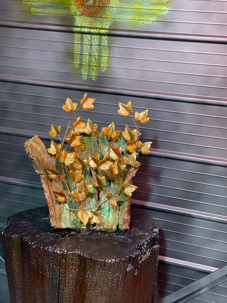Native American Art Autumn Leaves in Fallen Wood Sculptured Original by Artist Rene Sepulveda Metal /& Fallen Wood Sculpture Santa Fe Art
