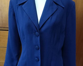 Vintage 80/'s ** Open Front ** Single Button ** Vivid Blue ** On Trend ** Jacket ** Top ** Size ML