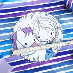 Kids' Horse Long-Sleeve Shirt | Blue and Purple Striped Long-Sleeve Shirt with Horse | Horse Girl Top | Also Suitable as a T-Shirt image 4