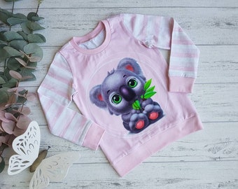 Langarmshirt Koala mit Streifen, Bio-Jersey, Sofortkauf Größe 86