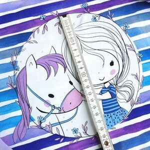 Kids' Horse Long-Sleeve Shirt | Blue and Purple Striped Long-Sleeve Shirt with Horse | Horse Girl Top | Also Suitable as a T-Shirt image 5