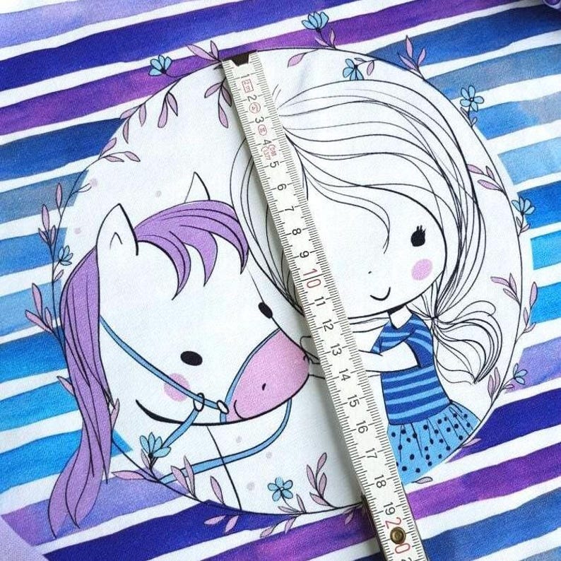 Kids' Horse Long-Sleeve Shirt | Blue and Purple Striped Long-Sleeve Shirt with Horse | Horse Girl Top | Also Suitable as a T-Shirt image 5