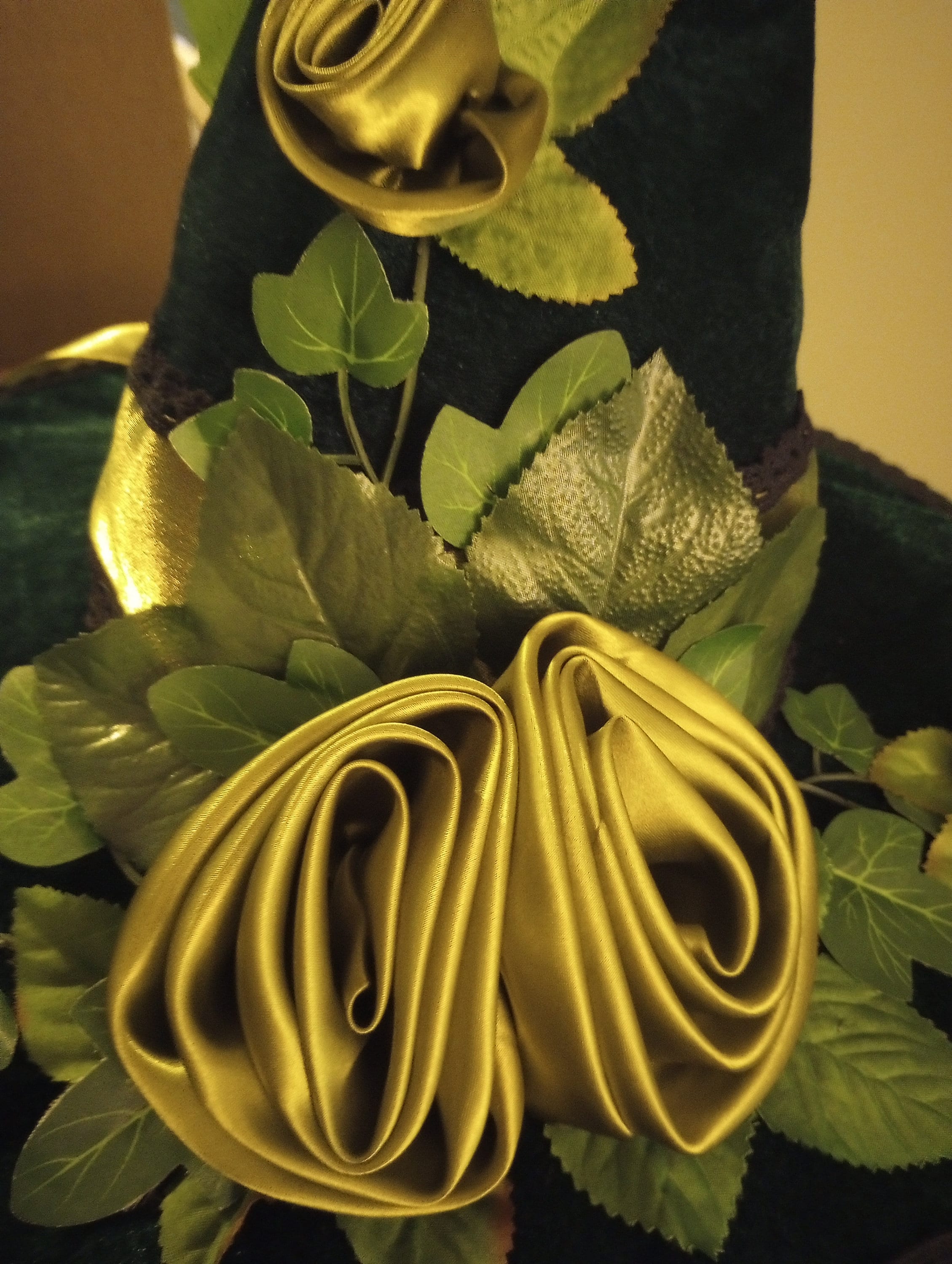 Hand Sewn Ladies Velvet Celtic Green Fairy Wizard Witch Hat  display picture 3
