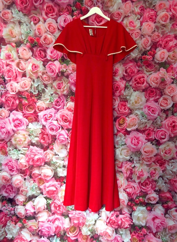 1970s red vintage maxi dress