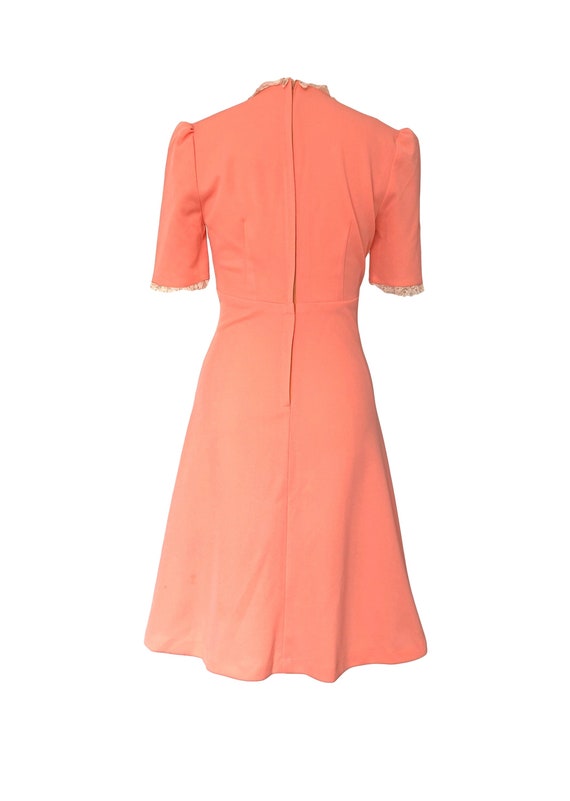 1970's vintage retro peach day midi dress, skater… - image 4