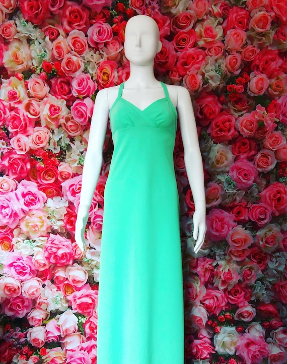 1970s Mint Green vintage maxi dress
