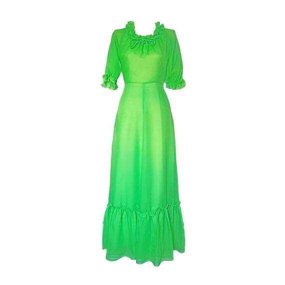 floaty green dress Green Puff Sleeve Quinn Midi Dress