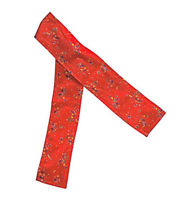 1960s Red Vintage Floral Mini Dress with Neck-Tie/Scarf/Hair Band 1960s Red Vintage Floral Mini Dress with Neck-Tie/Scarf/Hair Band