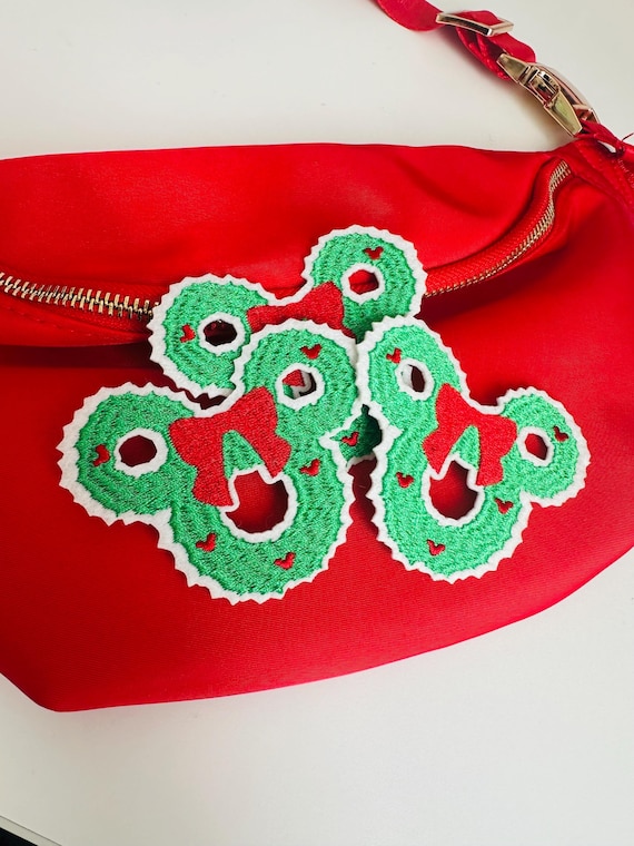 Disney Christmas patches | Disney wreath iron on patch | holiday patches | trucker hat patches