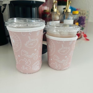 Amusement park coffee sleeve | iced coffee sleeve | Disney coffee sleeve | neutral disney coffee sleeve | Pixar coffee sleeve