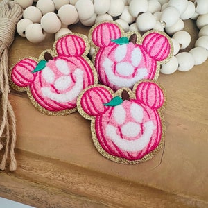 Pink Disney pumpkin | pumpkin patch | Disney patches | iron on patches | trucker hat patch | Fanny pack accessories