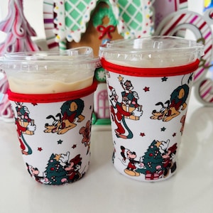 Disney Christmas coffee sleeve | coffee cosies | iced coffee sleeve | Christmas coffee sleeve