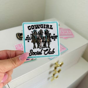 Cowgirl patch | trucker hat patches | hat patches | retro patches | iron on patches | embroidered patches | bag patches | small patches