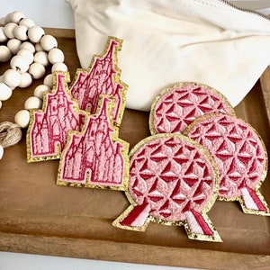 Disney world Epcot patches | pink castle patches | Disney castle iron on patches |