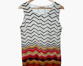 Vintage Lined Dress /Sleeweles Dres, Rainbow/ Summer Dress/ Size Italian XL, Made in Italy