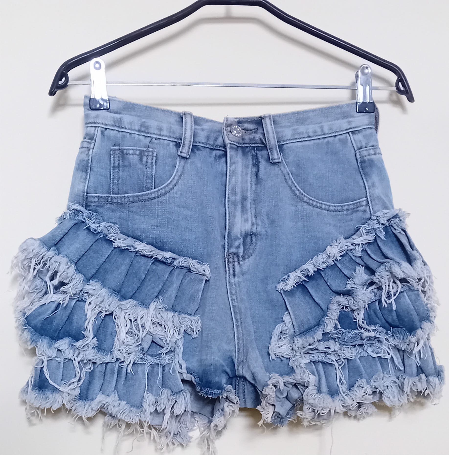 Frill denim shorts best sale