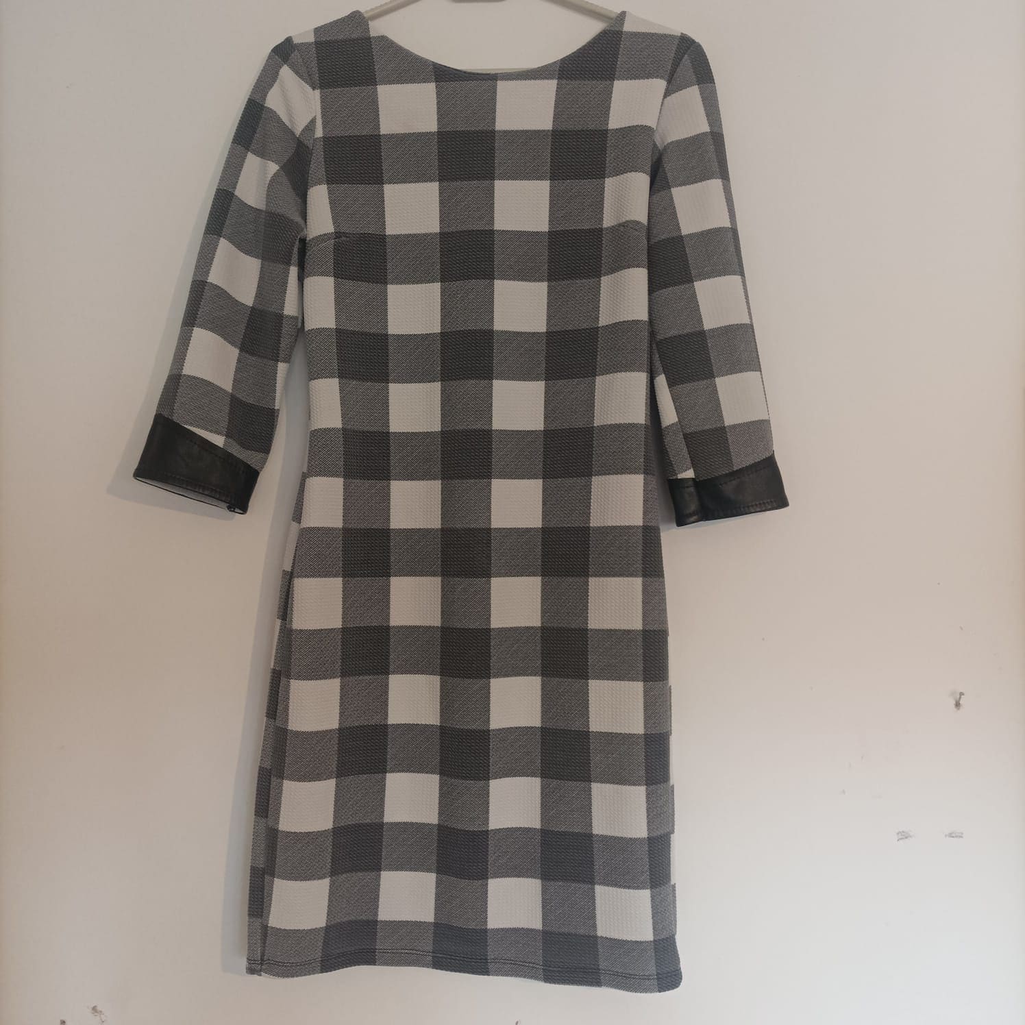 Black & White Checkered Print Long Sleeve Skater Dress Three-quarter Sleeves  Checkered Dress - Etsy