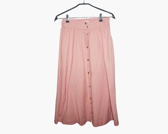 Vintage Pink Cotton Linen Springfield Full Maxi Skirt