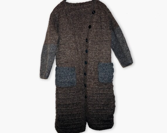 Vintage Handmade Wool Cardigan, Long Cardigan, Mad