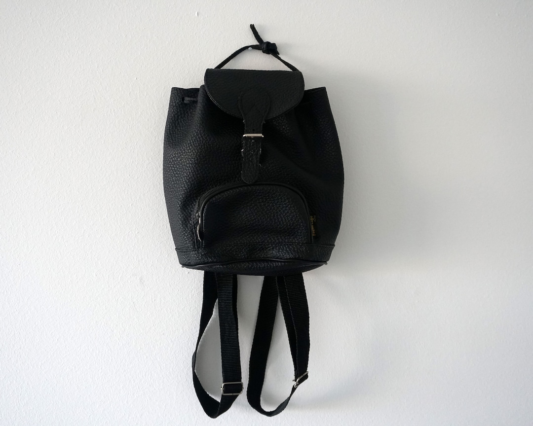 Vintage Small Black Backpack, Little Black Backpack, Black Vintage ...