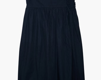 Dark Blue High Waist Pleated Midi Skirt, 100 % Cotton, Brand Zara, size S