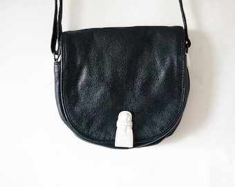 Vintage Navy Blue Leather Purse Shoulder Bag