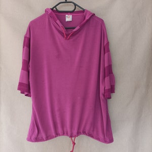 Vintage Gestreiftes Lila Pull Over Langarm Kapuzenoberteil Made in Italy