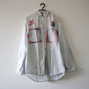 Vintage grafisch button-up shirt met lange mouwen