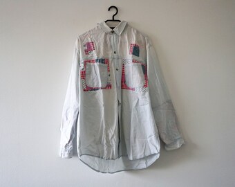 Vintage Graphic Button Up Long Sleeve Shirt