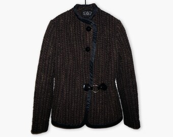 Tweed Suit Women’s 2 Piece Skirt and Jacket Wool Brown Tweed Suit, Size 38