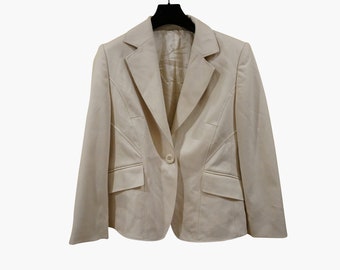NOS Vintage Casual Blazer, Blazer minimalista de los años 90 femeninos, chaqueta crema, blazer beige, blazer ligero de Betty Barclay
