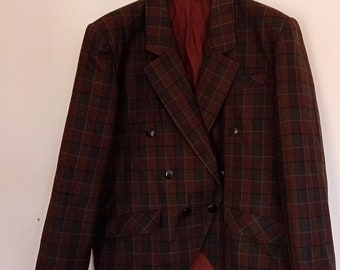 Vintage Checked Plaid Blazer Jacket Made in Yugoslavia