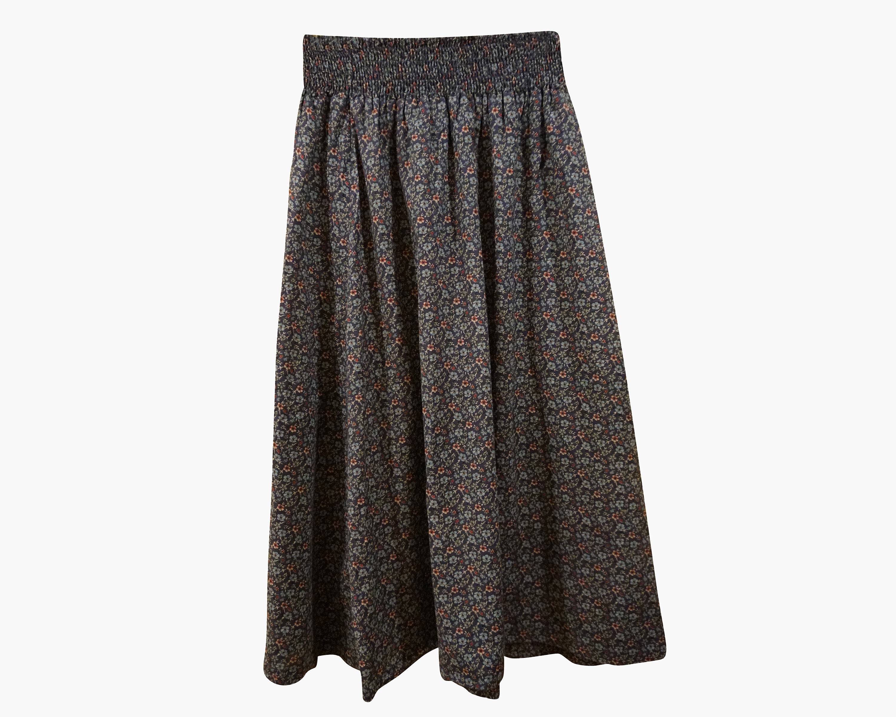 Blue Floral Striped Print Maxi Skirt Cotton Long Skirt by H&M