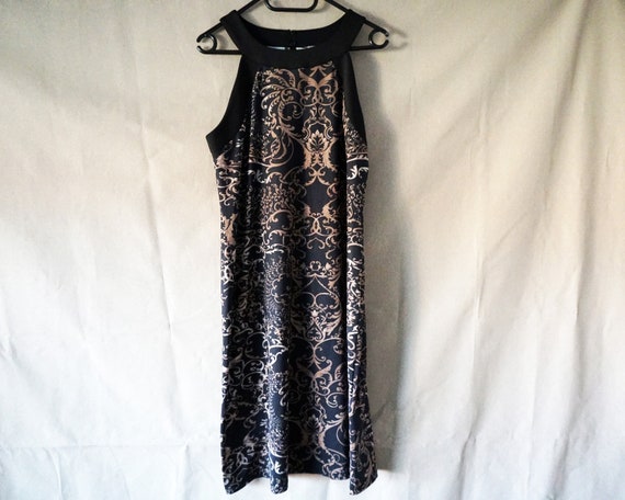 Vintage Black and Gold Paint Print Sleeveless Bodycon Bandage Mini Dress - Etsy Vintage Black and Gold Paint Print Sleeveless Bodycon Bandage Mini Dress - Etsy