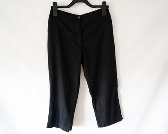 Vintage FENDI 1990s High Waist  Capri Pants Trousers Black, Made in Roma, Italy, Size 42